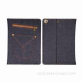 New arrival dark blue jeans case for iPad Air, with zip and pocket